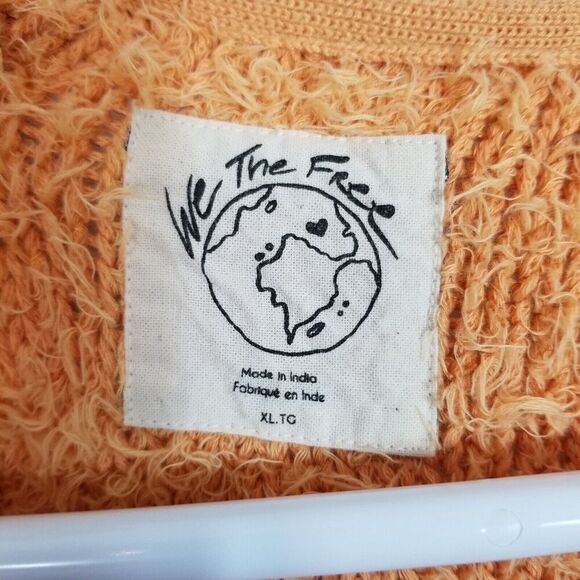 Free People Women Theo V Neck Sweater Sz XL Organic Cotton Blend Fuzzy Pullover - Picture 5 of 7